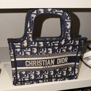 Christian Dior Blue and Cream Tote Bag